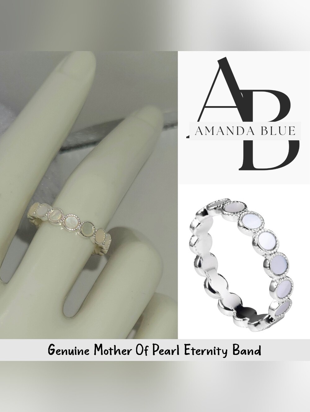 Amanda Blu Genuine Mother Of Pearl 18KT White Gold Eternity Band Ring